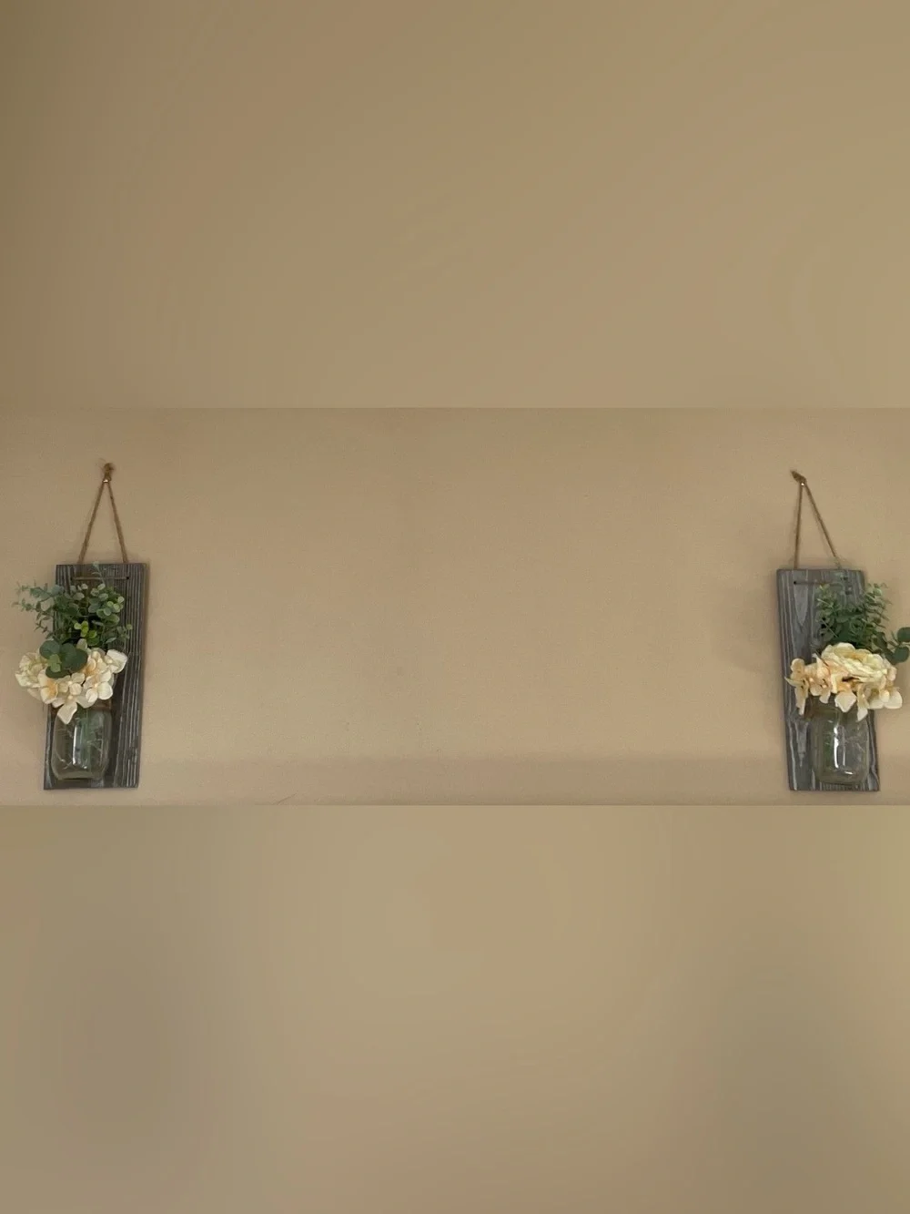🌻🌸Set of 2! Cream Floral Mason Jar Wall Sconce with LED Lights! 🌸🌻